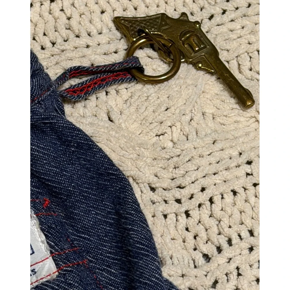 Vintage Diaper Jeans Denim Diaper Cover Bloomers Western Pistol Charm Blue L